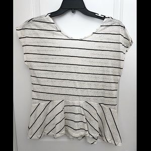 Laced Stipe Peplum Shirt